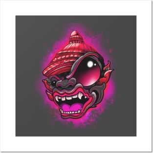 monkey warrior pink Posters and Art